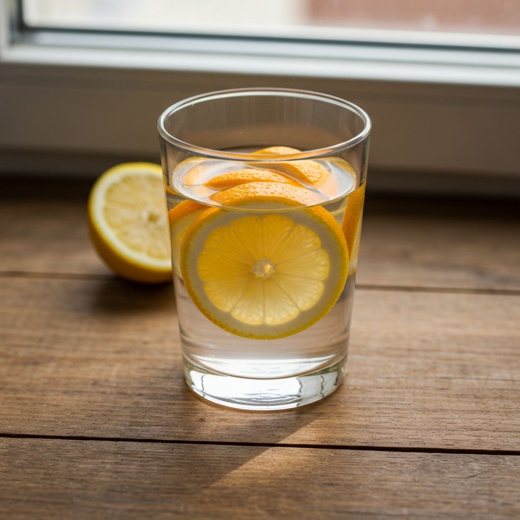 Glass of water with fresh citrus fruits
